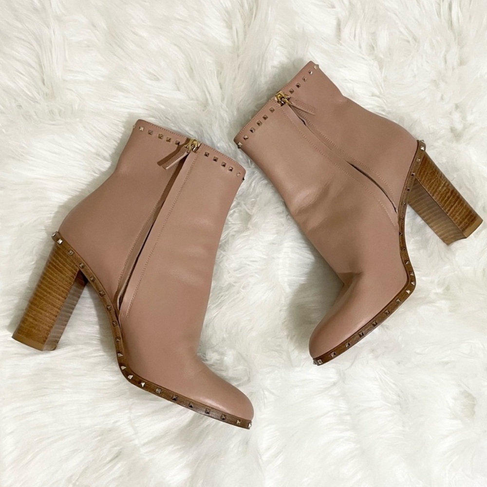 Valentino Rockstud Trim Leather Booties